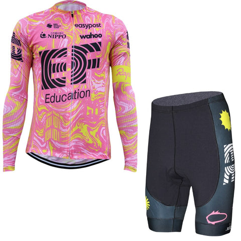 EF Cycling Jersey Pro Bicycle Team Cycling Bib Shorts and Half Sleeve GelPad