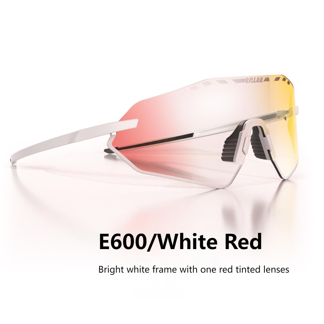 ENLEE E600 Photochromic Glasses Color Film Cycling Eyewear Men Women Frameless Sports Goggles White Red