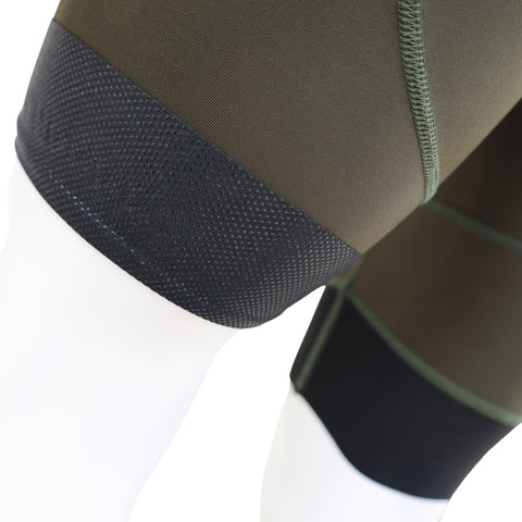 Aerodoc Ignite Olive Cycling Bibshorts with Reflective Zipper, Power Band, and 2 Pockets