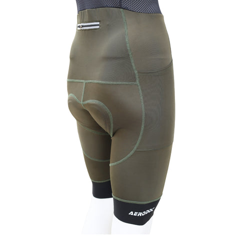 Aerodoc Ignite Olive Cycling Bibshorts with Reflective Zipper, Power Band, and 2 Pockets