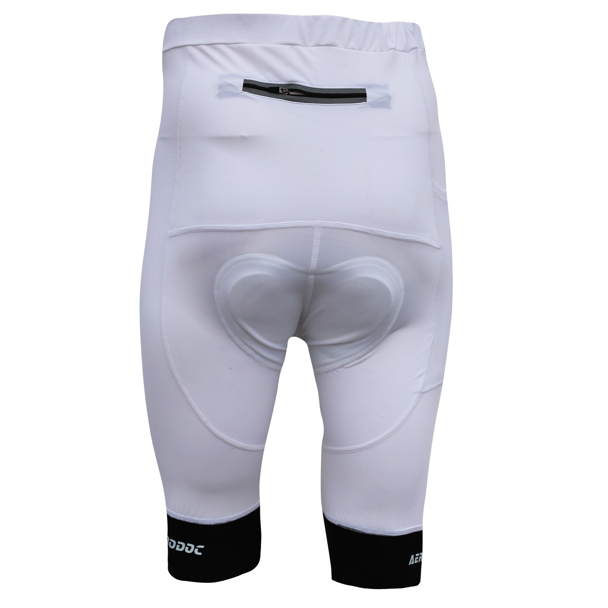 Aerodoc Ignite White Cycling Bibshorts with Reflective Zipper, Power Band, and 2 Pockets