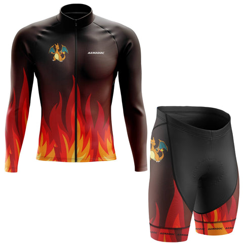 Aerodoc Phoenix Flame Cycling Jersey - Half & Full Sleeves, Matching Bib & Non-Bib Shorts