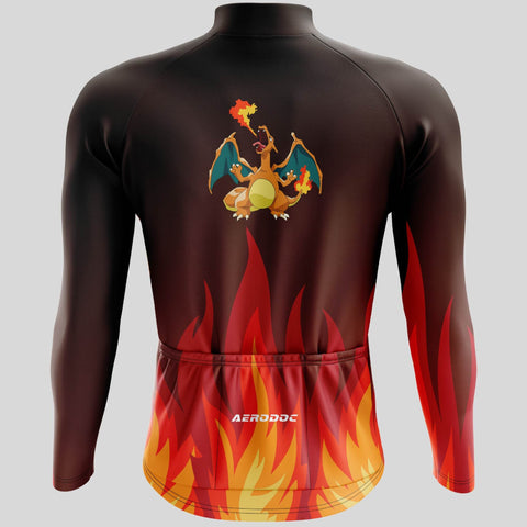 Aerodoc Phoenix Flame Cycling Jersey – Long Sleeve, Breathable, Fire-Inspired Design