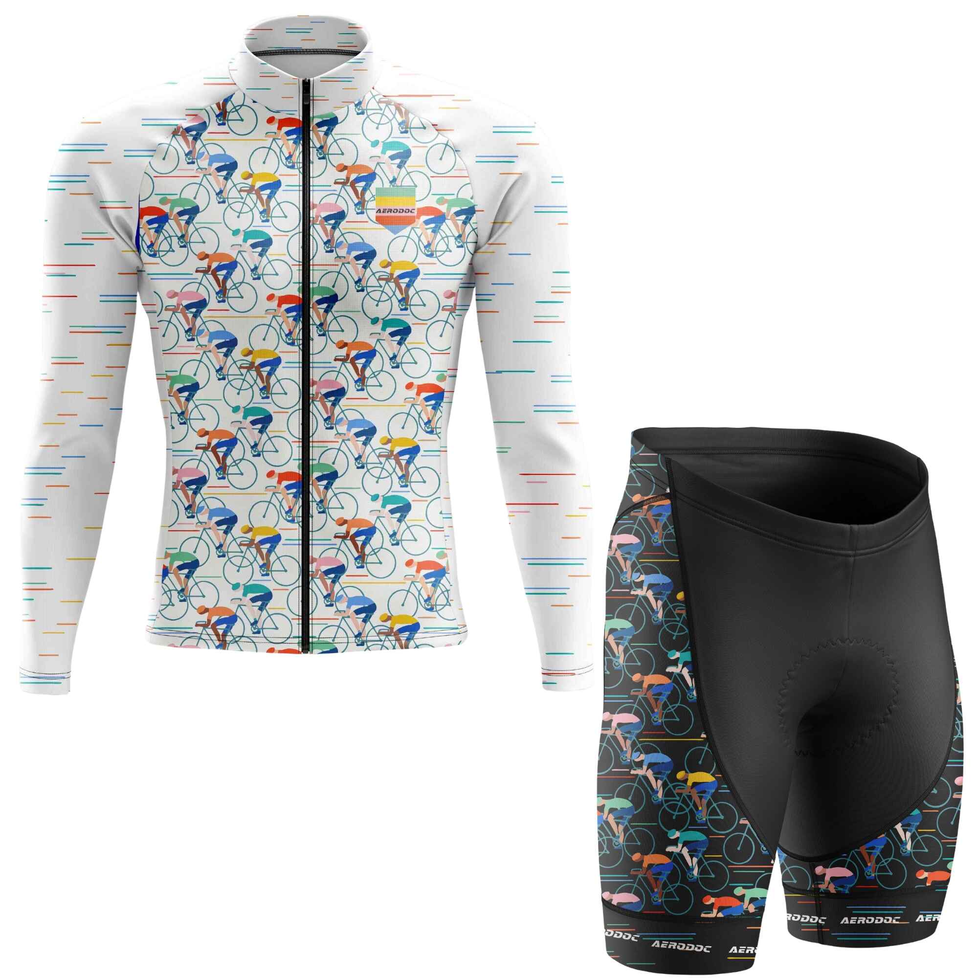 Retro Bicycle Design Men's Cycling Jersey - Half & Full Sleeves, Matching Bib & Non-Bib Shorts