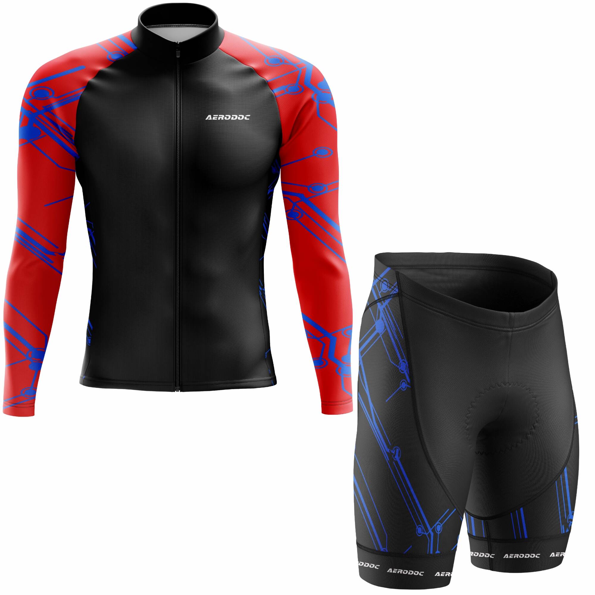 Aerodoc Blackout Grid Performance Cycling Jersey – Half & Full Sleeves, Matching Bib & Non-Bib Shorts