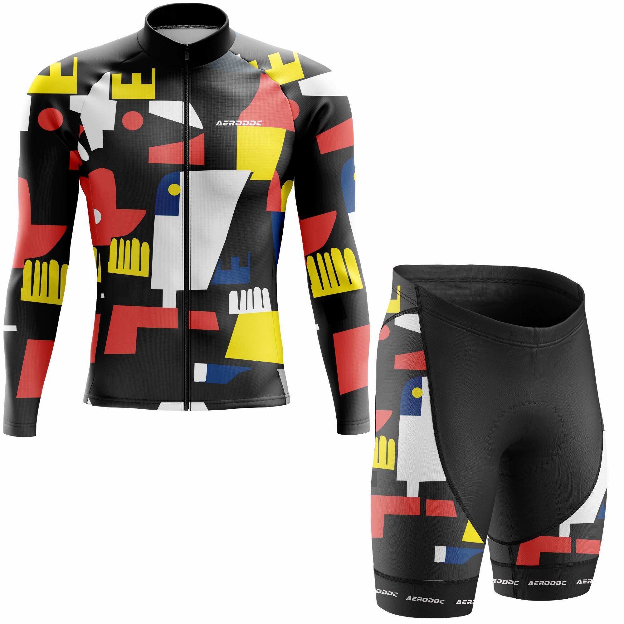 Aerodoc Abstract Shift Cycling Jersey – Half & Full Sleeves, Matching Bib & Non-Bib Shorts