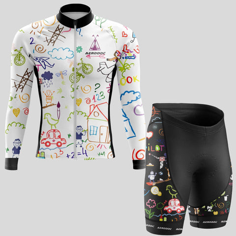 Aerodoc Doodle Explorer Cycling Jersey - Half & Full Sleeves, Matching Bib & Non-Bib Shorts