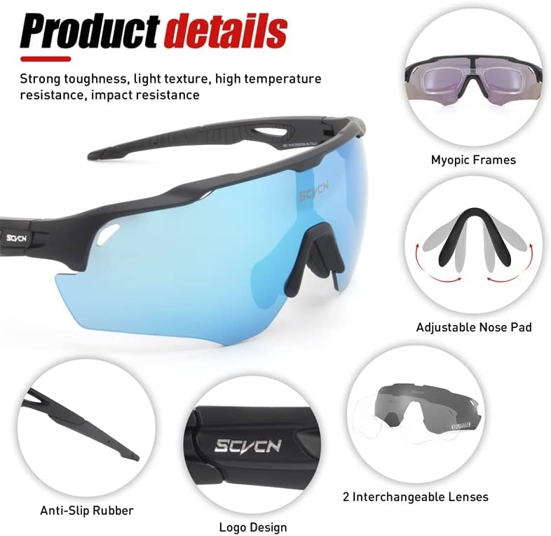 SCVCN 3Lens Sunglasses Man Cycling Glasses UV400 Bicycle Eyewear MTB Outdoor Woman gogglesss Sports and Leisure Cricket Glasses