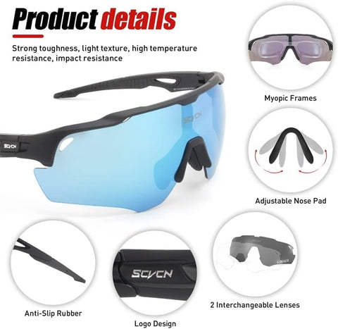 SCVCN 3Lens Sunglasses Man Cycling Glasses UV400 Bicycle Eyewear MTB Outdoor Woman gogglesss Sports and Leisure Cricket Glasses