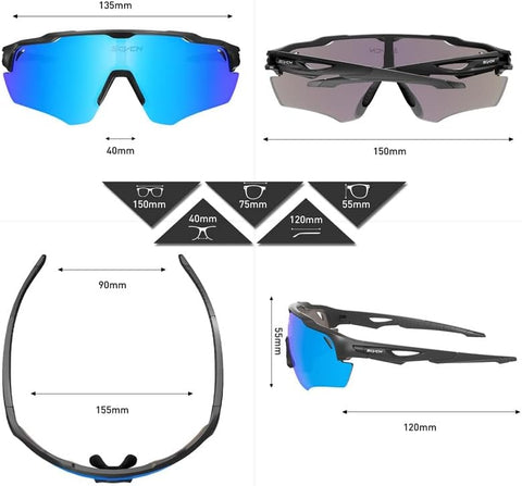 SCVCN 3Lens Sunglasses Man Cycling Glasses UV400 Bicycle Eyewear MTB Outdoor Woman gogglesss Sports and Leisure Cricket Glasses