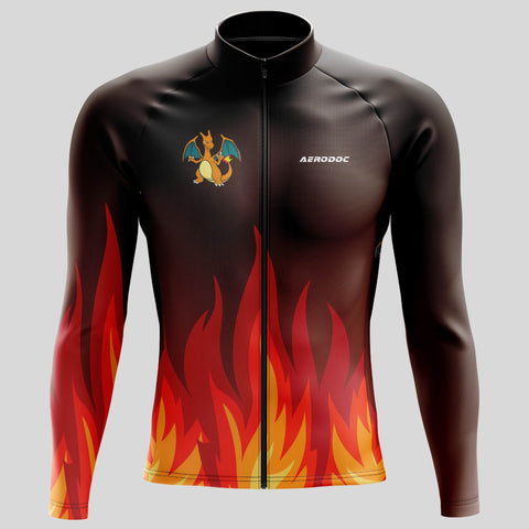 Aerodoc Phoenix Flame Cycling Jersey – Long Sleeve, Breathable, Fire-Inspired Design