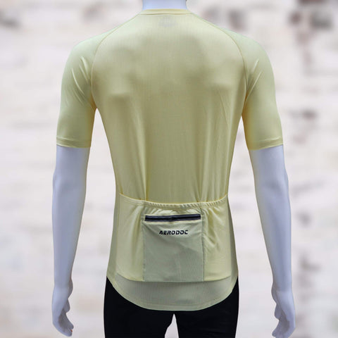 Aerodoc Glide Yellow Cycling jersey with waterproof zipper pocket