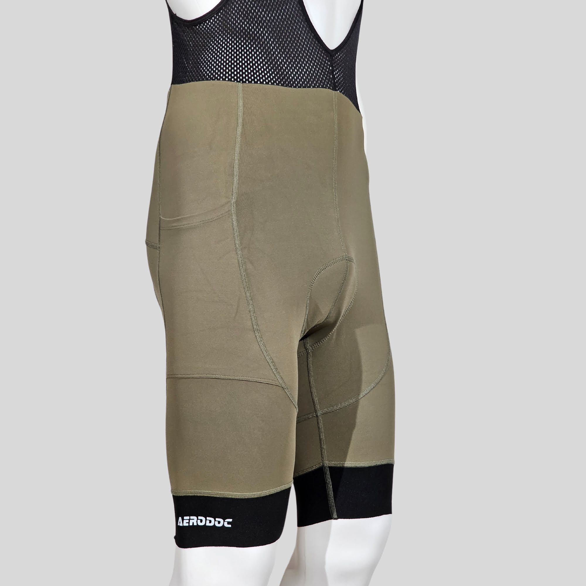 Aerodoc Ignite Dusky Green Cycling Bibshorts with Reflective Zipper, Power Band, and 2 Pockets