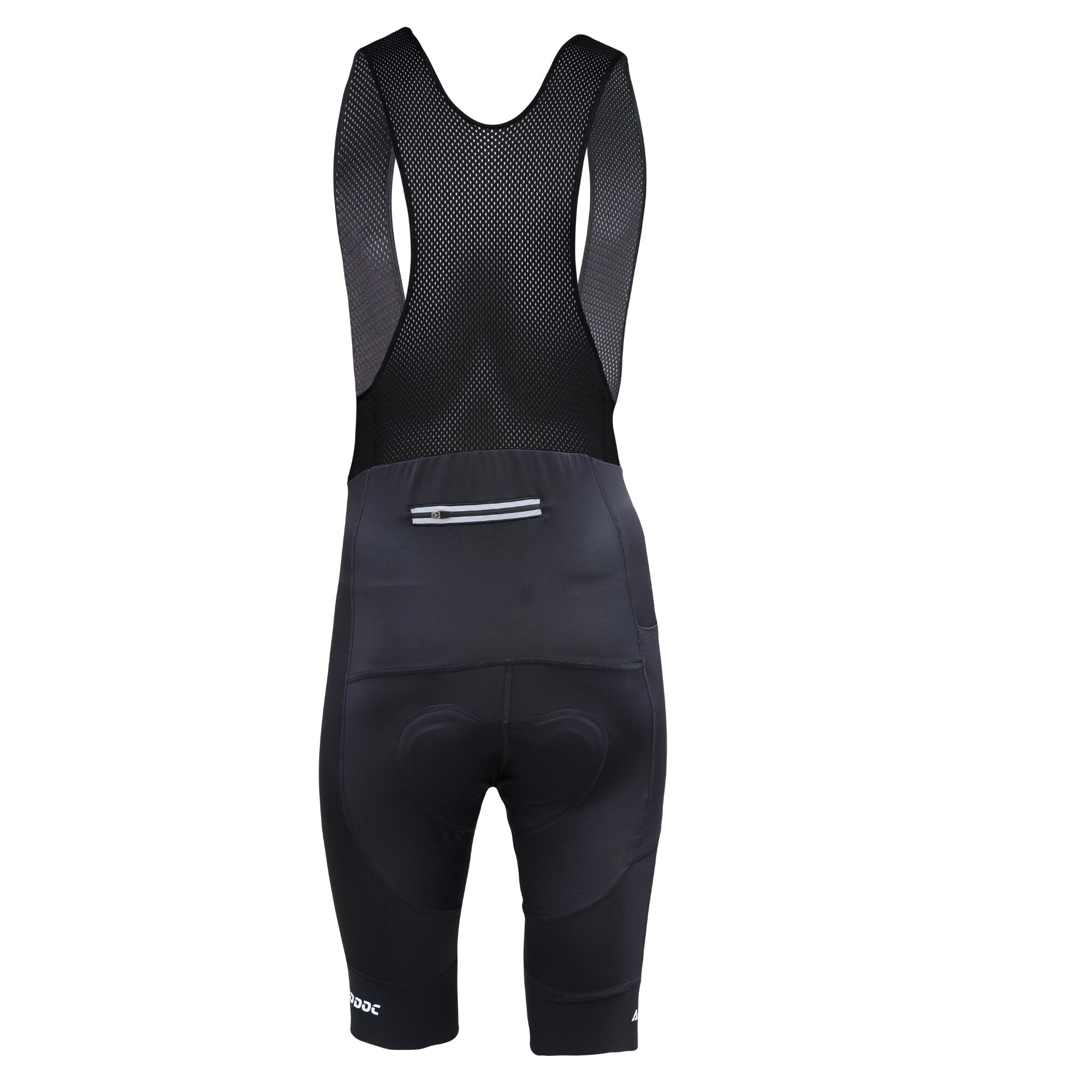 Aerodoc Ignite Black Cycling Bibshorts with Reflective Zipper, Power Band, and 2 Pockets