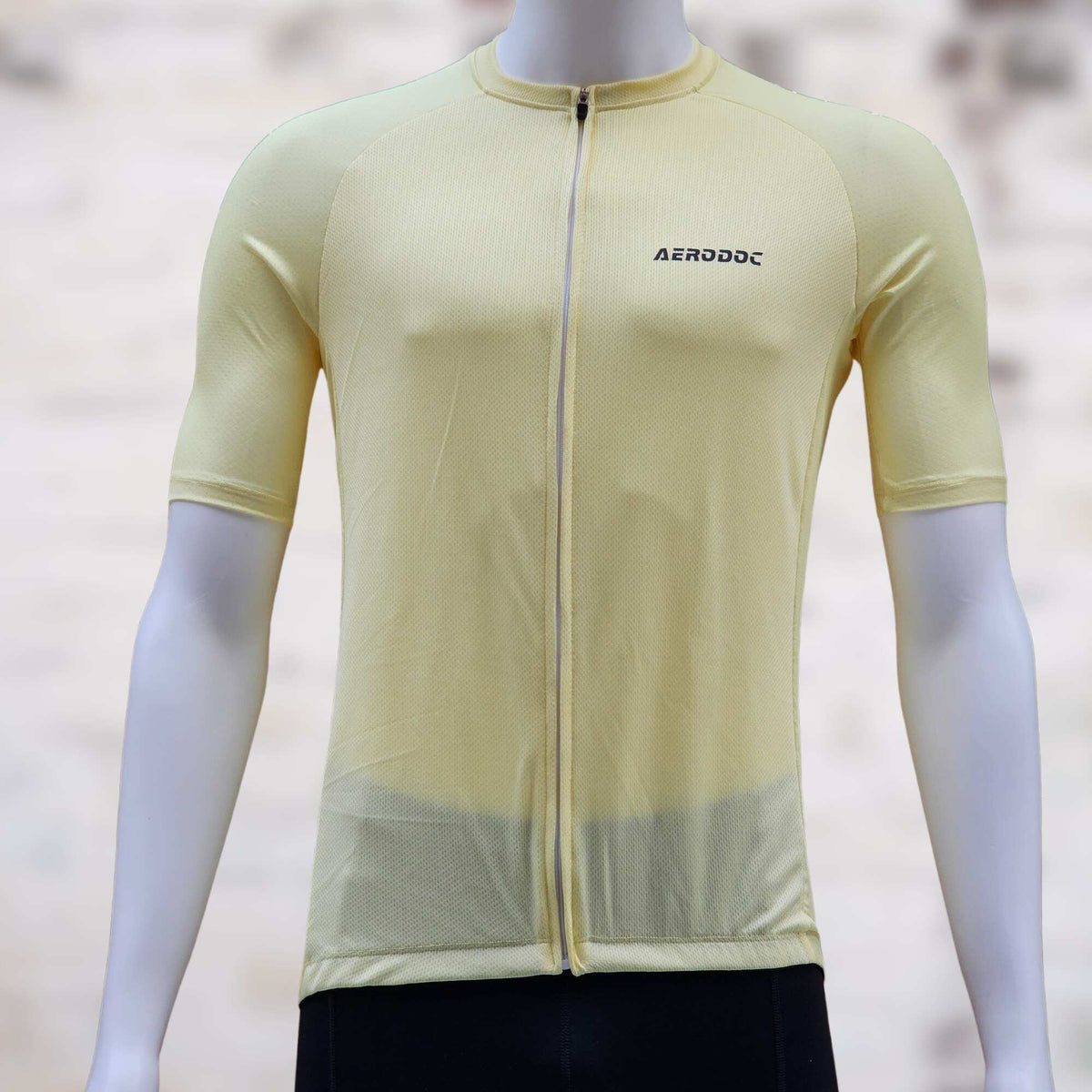 Aerodoc Glide Yellow Cycling jersey with waterproof zipper pocket