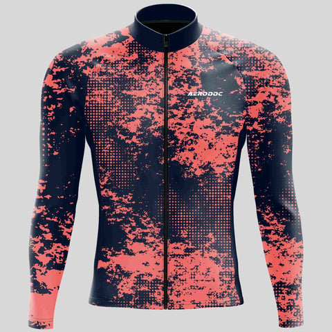 "Aerodoc Crimson Chaos Full Sleeve Cycling Jersey - Front View"