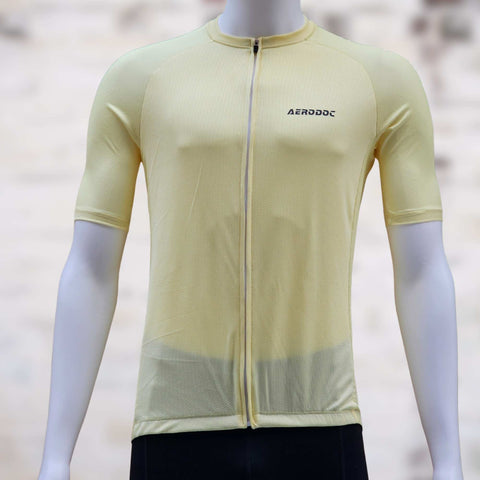 Aerodoc Glide Yellow Cycling jersey with waterproof zipper pocket