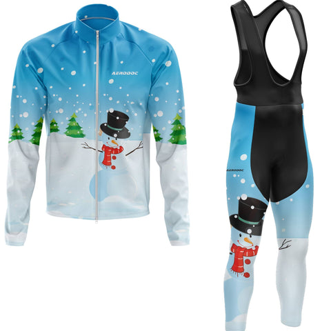 Aerodoc Cold-Weather Cycling Jacket – Snowman Print| Premium Winter Fleece Wool Bike Wear