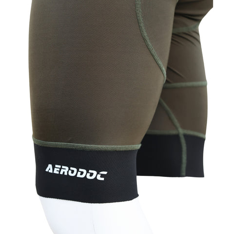 Aerodoc Ignite Olive Cycling Bibshorts with Reflective Zipper, Power Band, and 2 Pockets