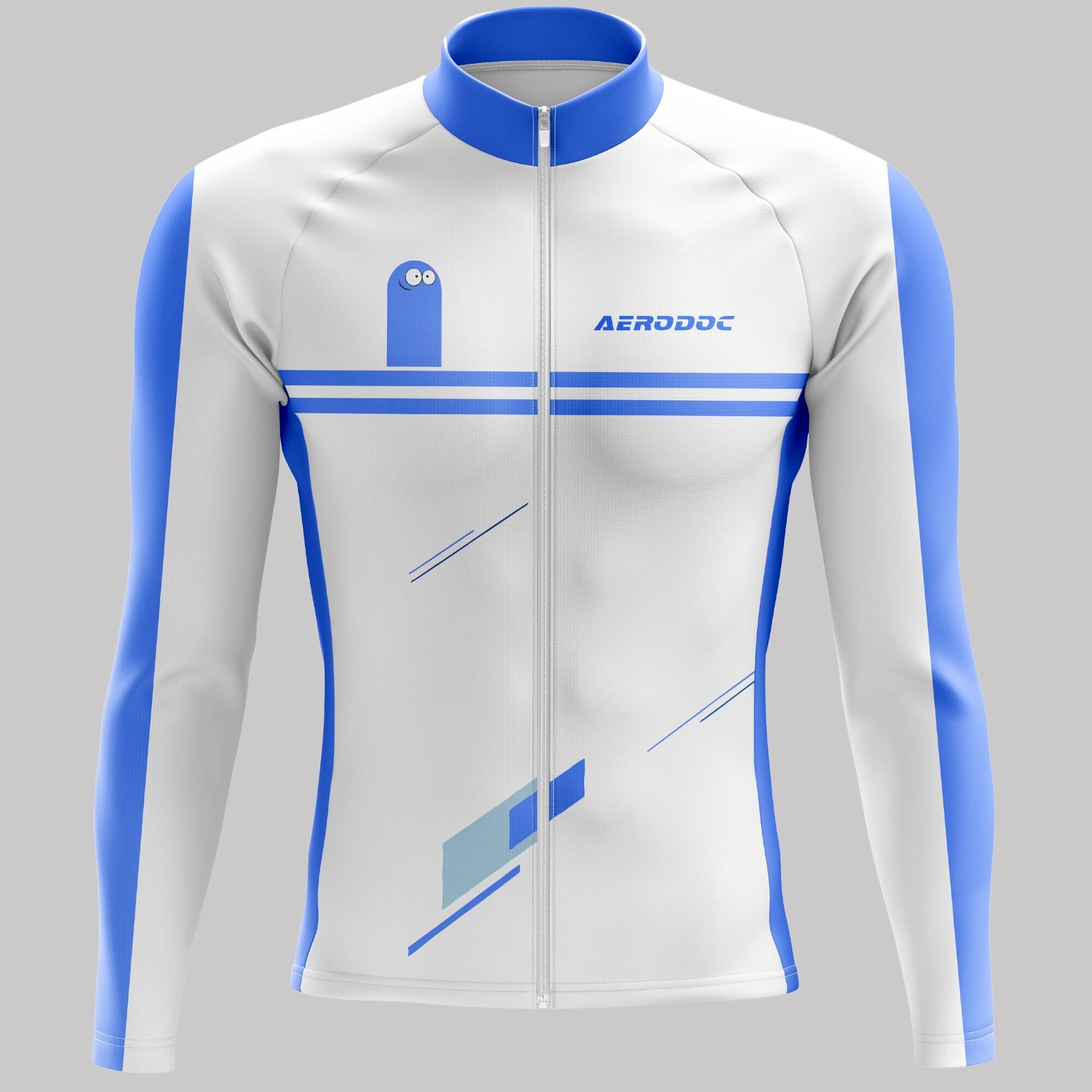 Aerodoc Smiley Blue White Cycling Jersey – Half & Full Sleeves, Matching Bib & Non-Bib Shorts