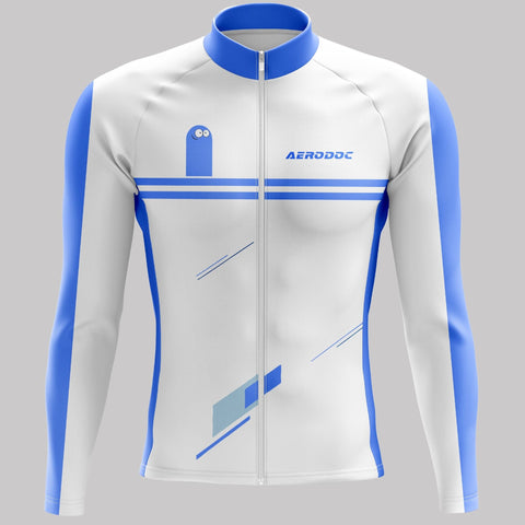 Aerodoc Smiley Blue White Cycling Jersey – Half & Full Sleeves, Matching Bib & Non-Bib Shorts