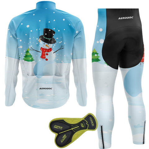 Aerodoc Cold-Weather Cycling Jacket – Snowman Print| Premium Winter Fleece Wool Bike Wear