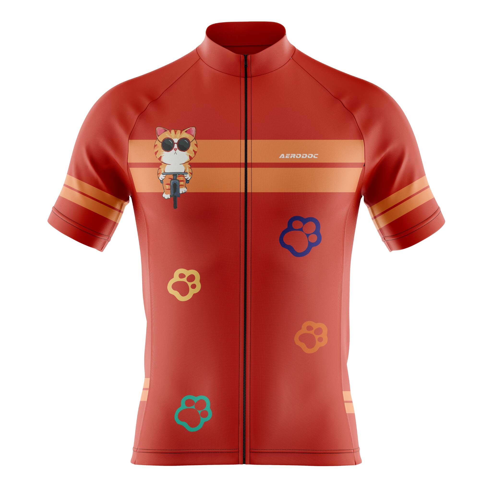 Cat Cadence Cycling Jersey by Aerodoc - Road & Trail Ready - Half & Full Sleeves, Matching Bib & Non-Bib Shorts