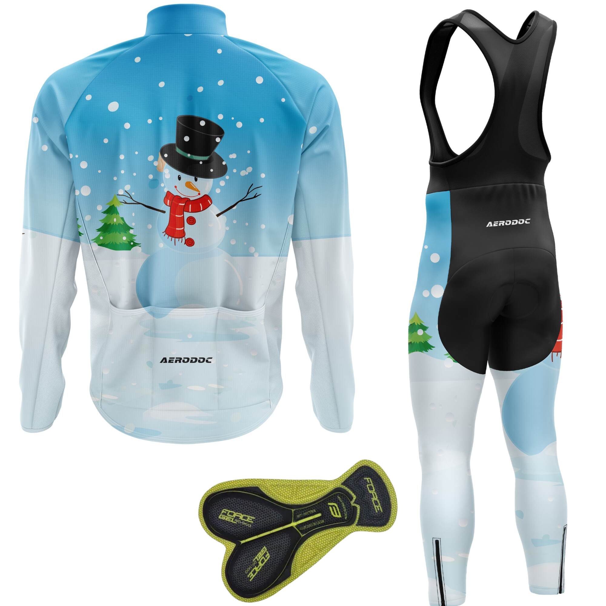 Aerodoc Cold-Weather Cycling Jacket – Snowman Print| Premium Winter Fleece Wool Bike Wear