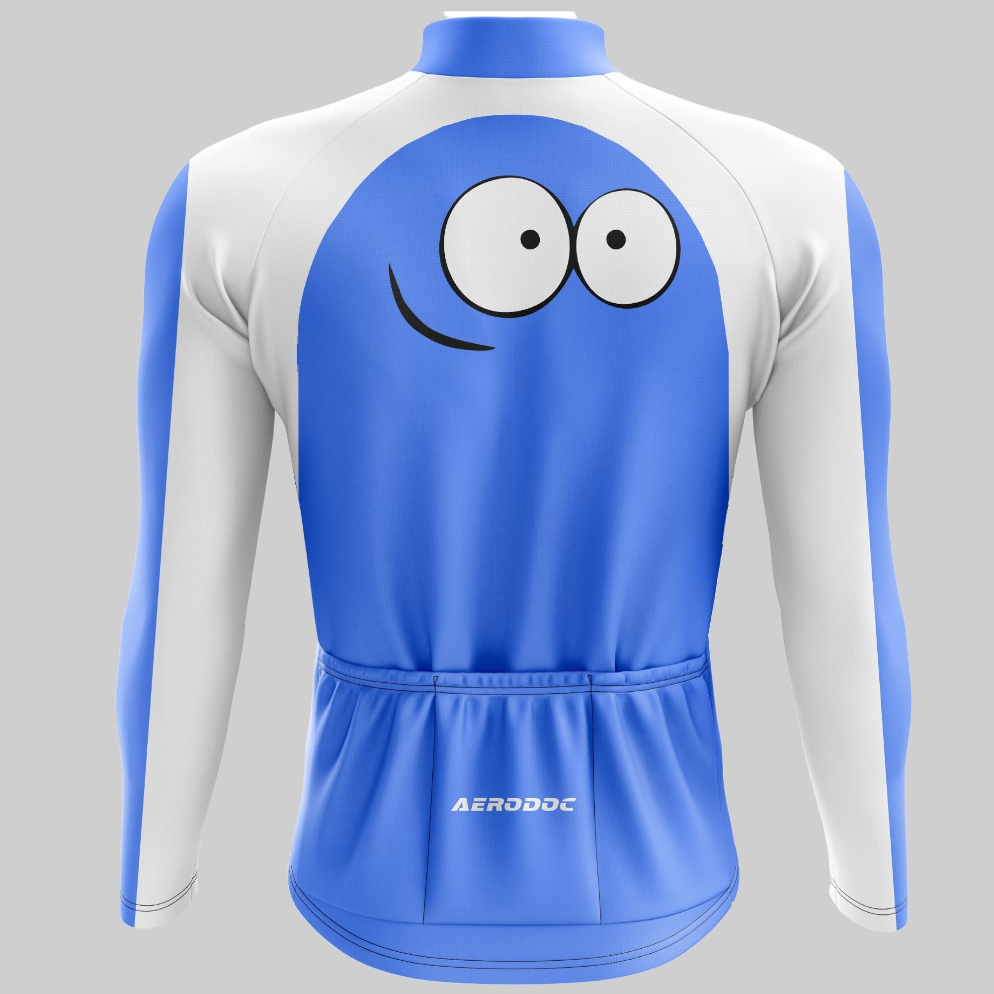 Aerodoc Smiley Blue White Cycling Jersey – Half & Full Sleeves, Matching Bib & Non-Bib Shorts