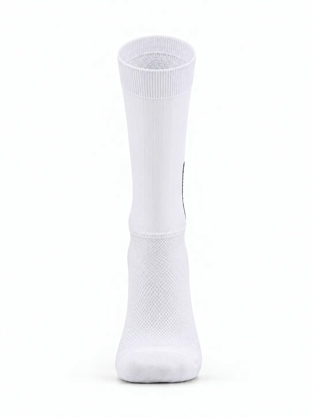 A single white athletic crew sock shown from the side against a plain white background.