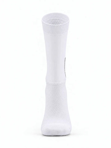 A single white athletic crew sock shown from the side against a plain white background.