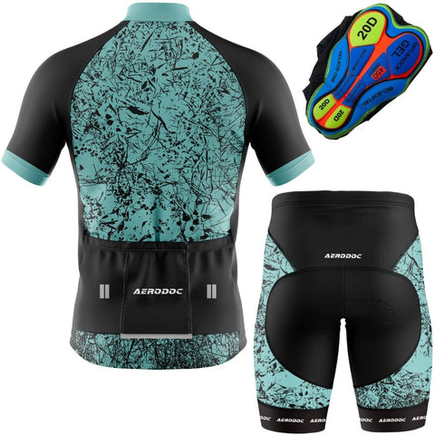 "Half Sleeve Aero Chaos Cycling Jersey & Bib Shorts – Perfect for Summer Rides"