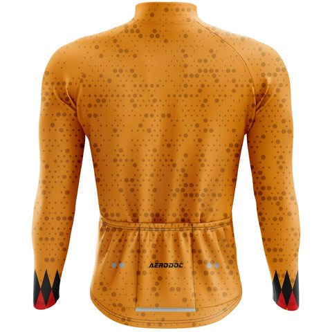 Ochre Diamond cycling jersey back view with rear storage pockets
