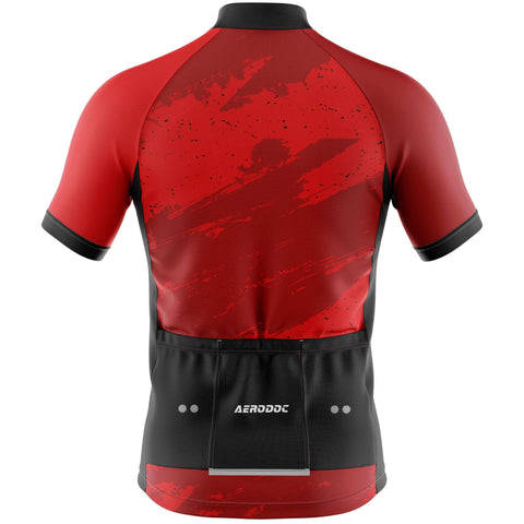 Aerodoc Red Camo-Strike Short Sleeve Cycling Jersey Back View
