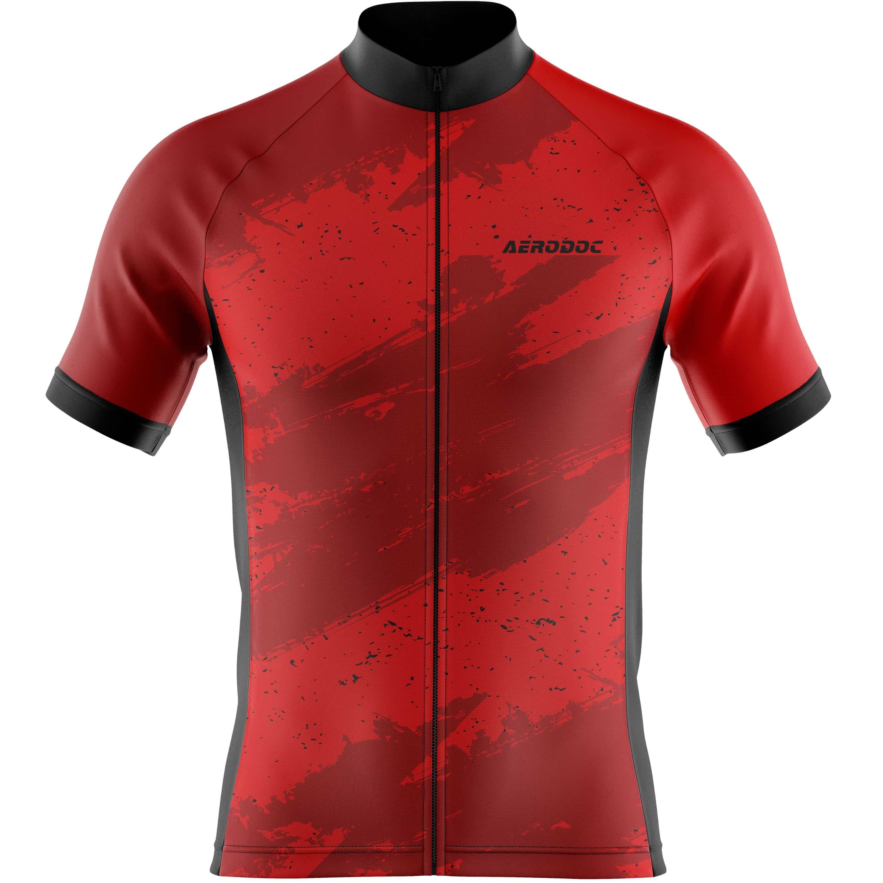Aerodoc Red Camo-Strike Short Sleeve Cycling Jersey Front View