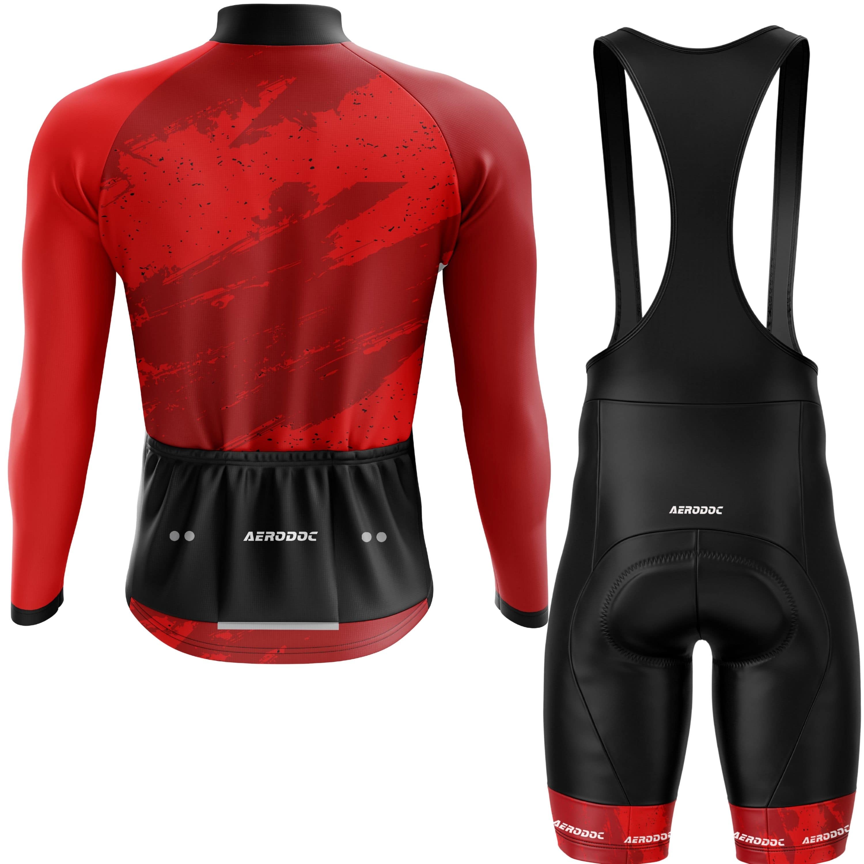 Aerodoc Red Camo-Strike Long Sleeve Jersey and Bib Shorts Kit Back View