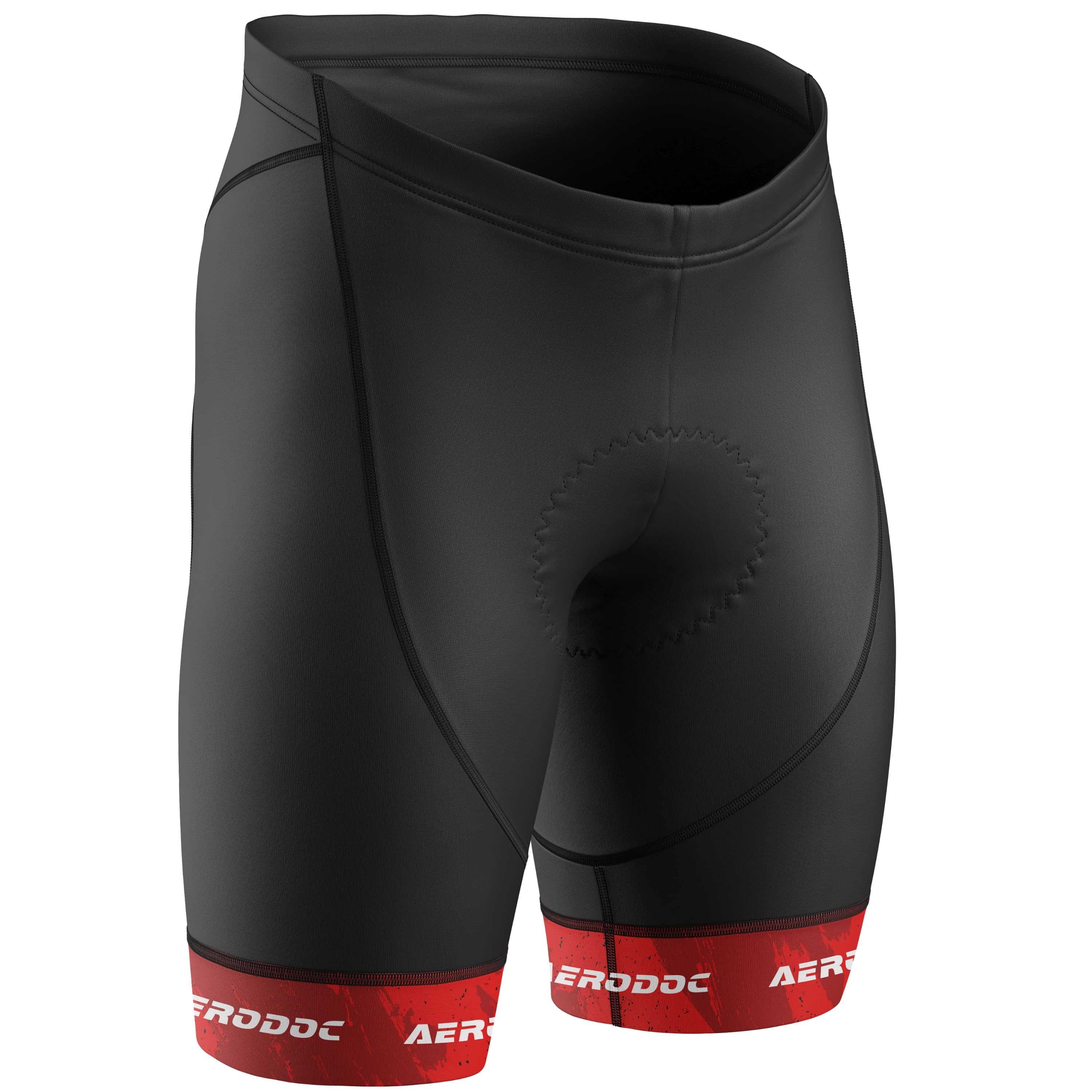 Aerodoc Red Camo-Strike Padded Cycling Shorts Front View