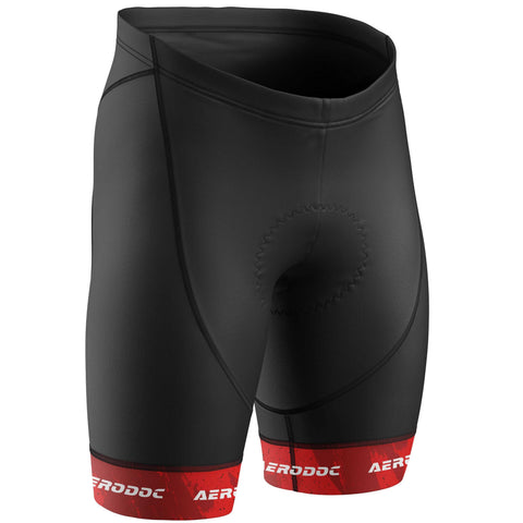 Aerodoc Red Camo-Strike Padded Cycling Shorts Front View
