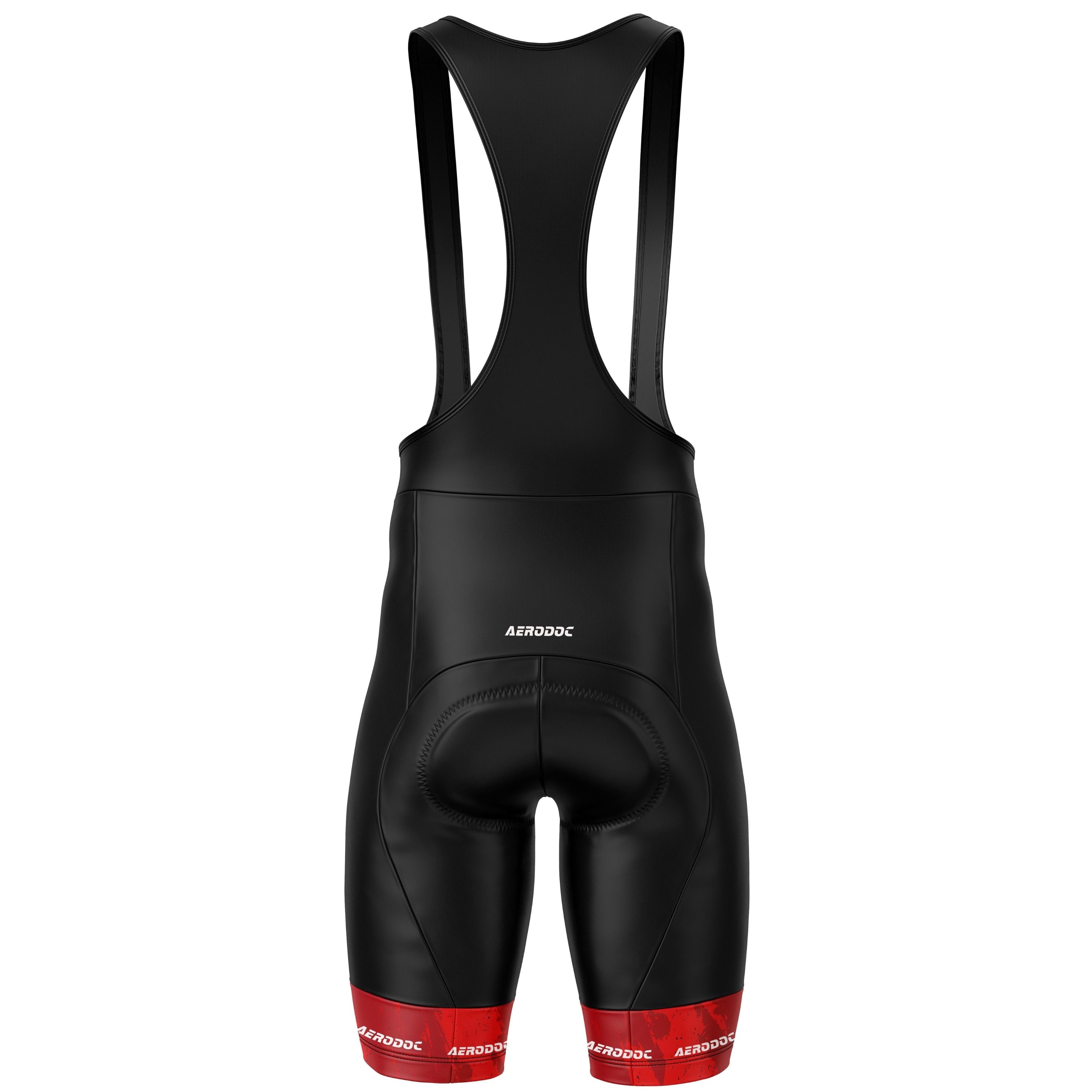 Aerodoc Red Camo-Strike Pro Cycling Bib Shorts Back View