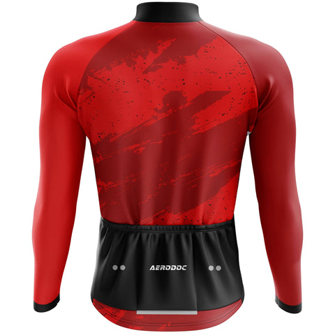Aerodoc Red Camo-Strike Long Sleeve Cycling Jersey Back View