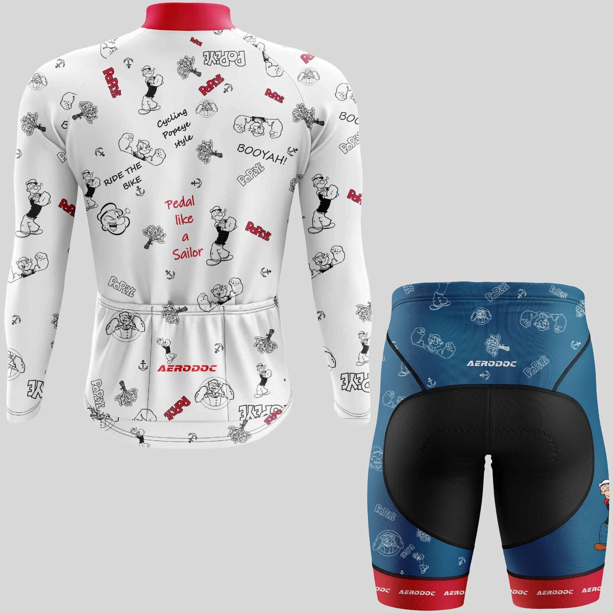 "Popeye-Themed Cycling Kit for Men, Designed for Performance and Style