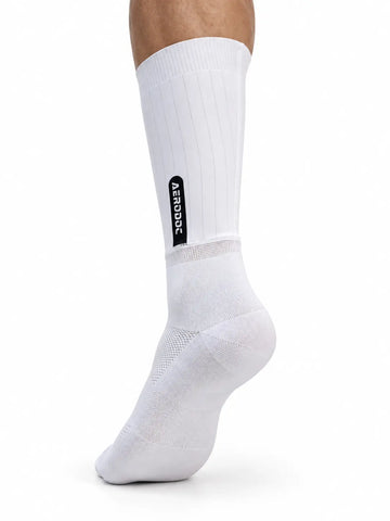 White Mid Calf Cycling Socks - Breathable Performance Aero Socks