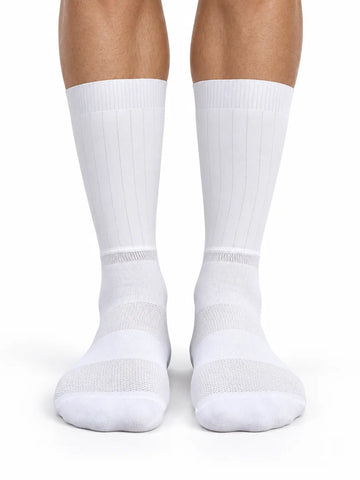 White Mid Calf Cycling Socks - Breathable Performance Aero Socks