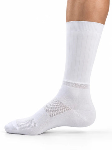 White Mid Calf Cycling Socks - Breathable Performance Aero Socks