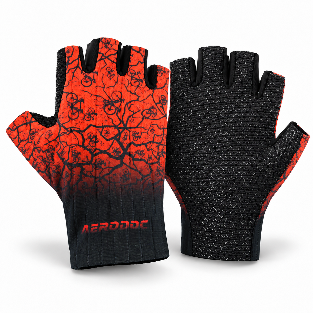 Crackle Orange Long Cuff Half-Finger Cycling Gloves – LineFlex