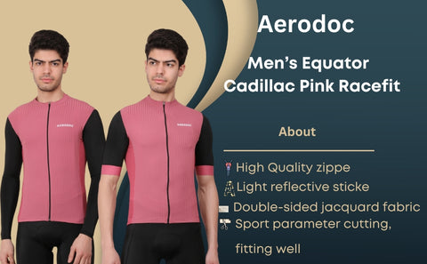 Equator Men’s Cadillac Pink Racefit Power Dry Cycling Race Fit Cycling Jersey