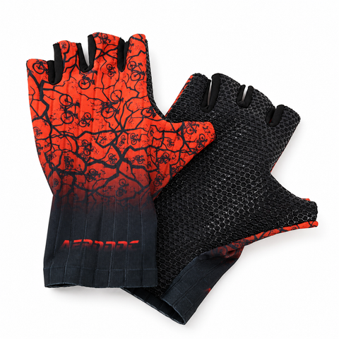 Crackle Orange Long Cuff Half-Finger Cycling Gloves – LineFlex