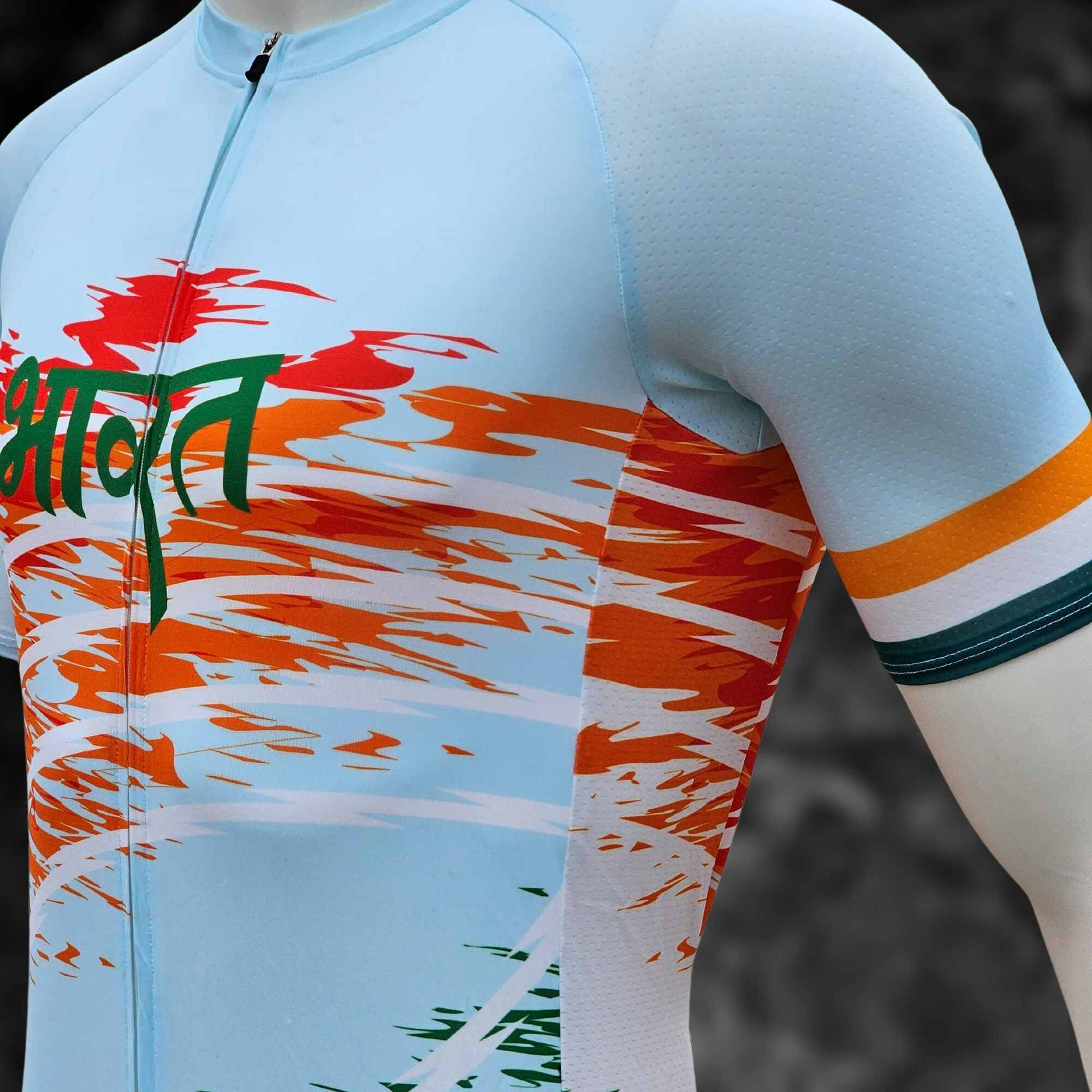 Bharat Aerodoc tricolour Short Sleeve jersey Breathable With Pokects High Quality Cycling Jersey