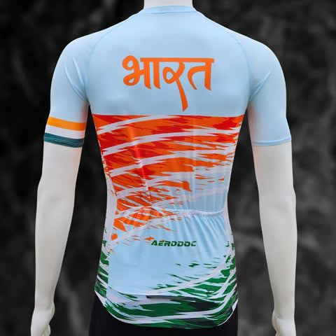 Bharat Aerodoc tricolour Short Sleeve jersey Breathable With Pokects High Quality Cycling Jersey