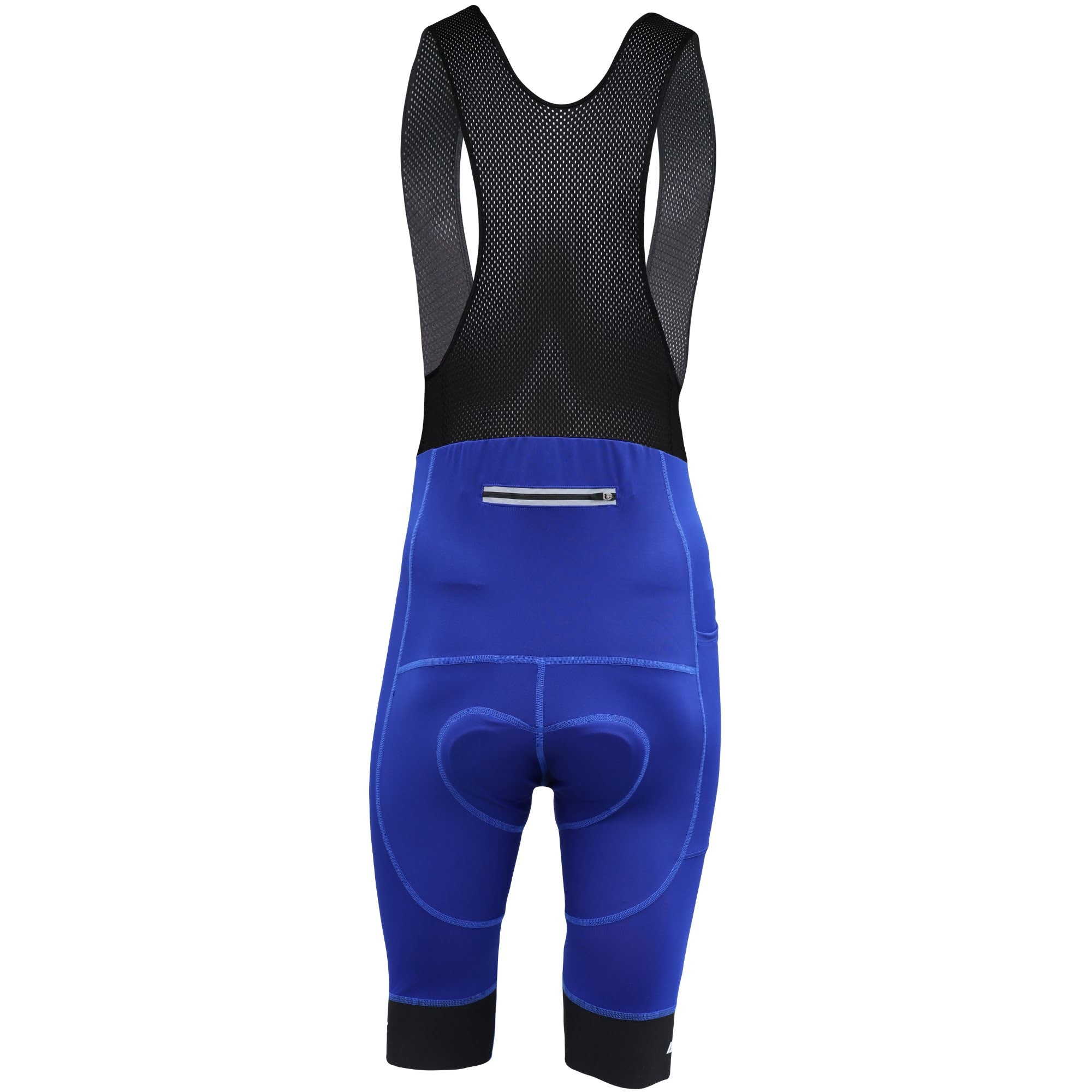 Aerodoc Ignite Electric Blue Cycling Bibshorts with Reflective Zipper, Power Band, and 2 Pockets